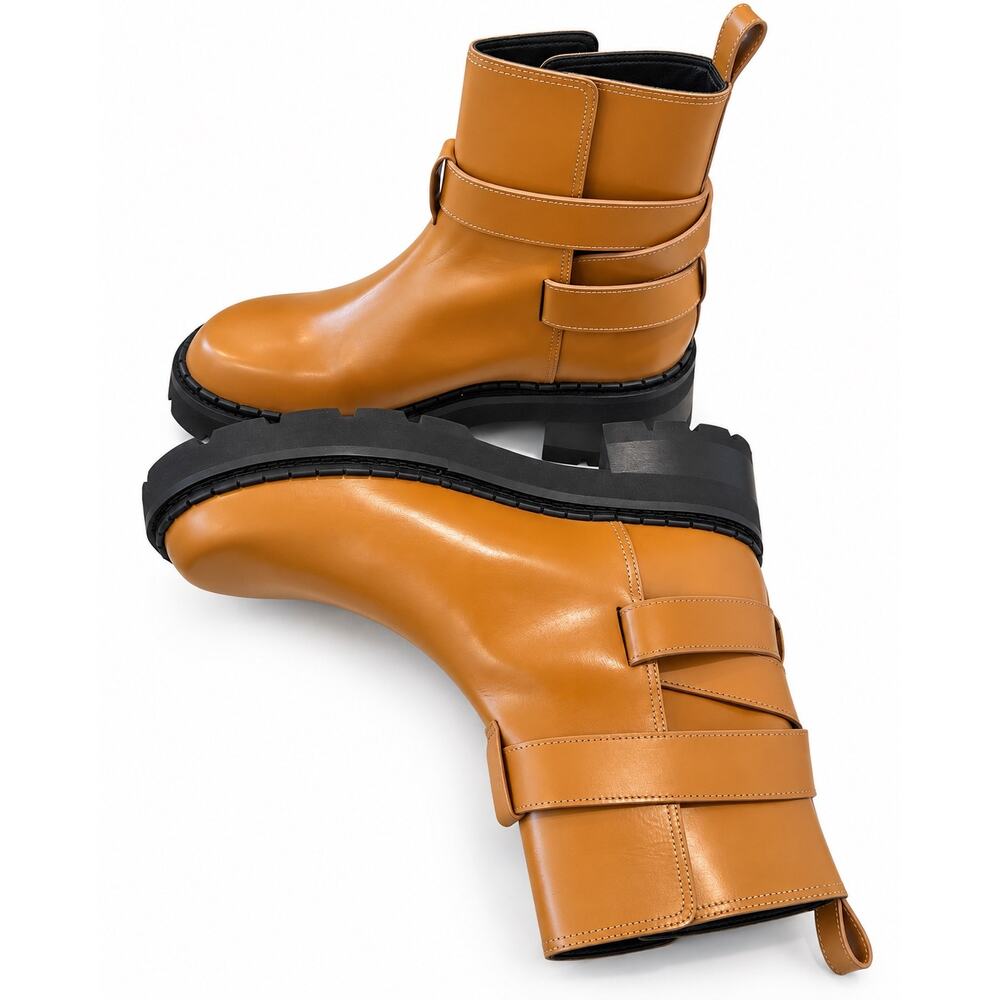 BY FAR Warner Peanut Butter Patent Leather Buckle Ankle Boots EU 39 - Picture 7 of 9